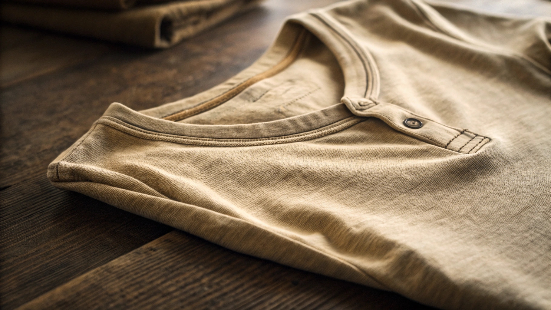 A close-up of a vintage T-shirt in soft ring-spun cotton or poly-cotton blend—folded to reveal its aged drape, grainy texture, and nostalgic worn-in feel.