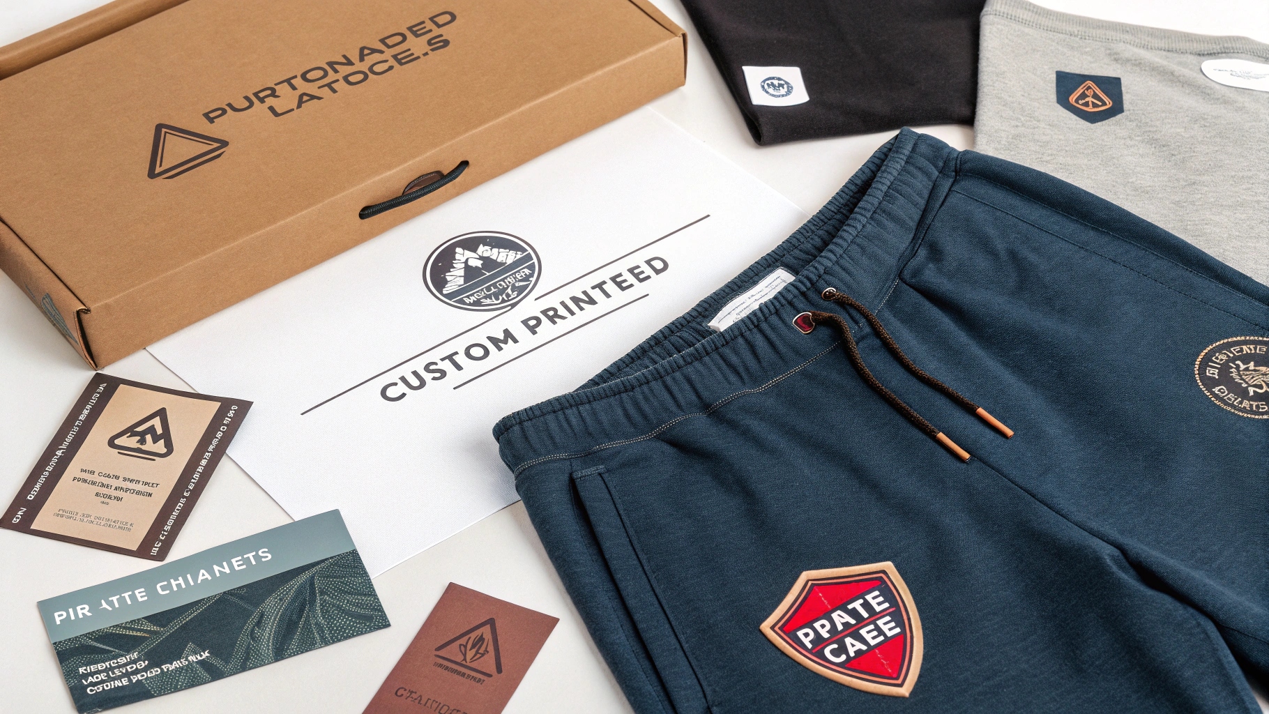 flat-lay-of-custom-shorts-with-embroidered-and-pri