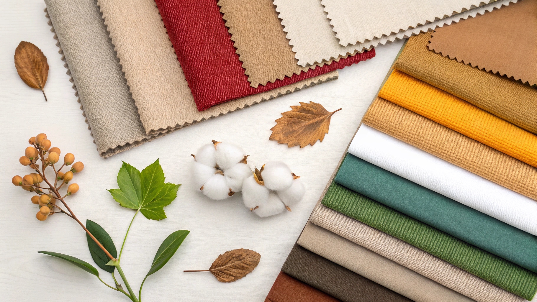 flat-lay-of-fabric-swatches-in-various-colors-and-